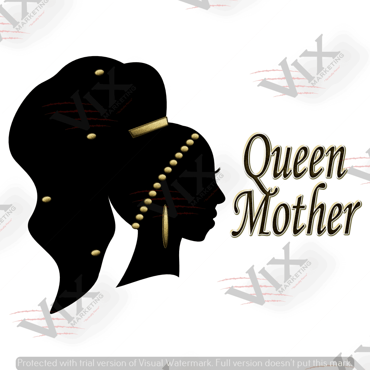 Download Queen Mother High Long One Plait W Gold Hair Studs Head Band Gold Earring Female Profile Silhouette Original Graphics 4 X 4 300dpi Cmyk Color Palette Svg Pdf Png Format