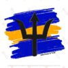 246 Pride & True - Blue & Yellow Paint Swashes & Black Grainy Trident Graphic