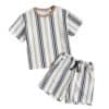 SHEIN Striped Graphic Tee & Shorts