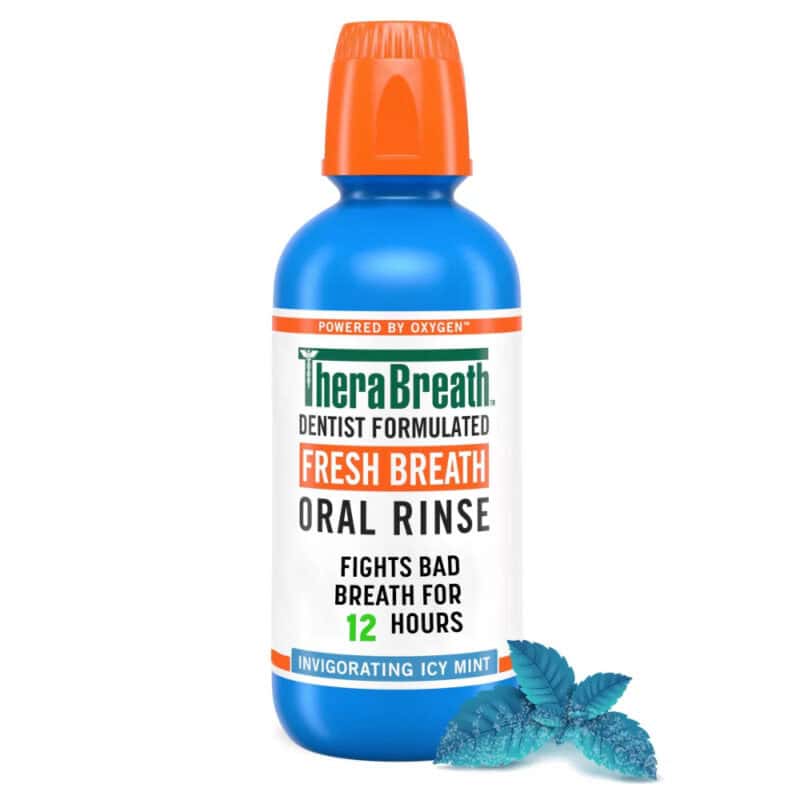 TheraBreath Fresh Breath Mouthwash, Icy Mint Flavor, Alcohol-Free, 16 Fl Oz