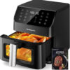Beelicious® 5.8QT Large Air Fryer, 12-In-1 Digital Airfryer with Clear Window, 40+ Recipes, Flavor-Lock Tech, Shake Reminder, Compact, Quiet, Dishwasher Safe, Nonstick, Fit for Family of 2-5, Black