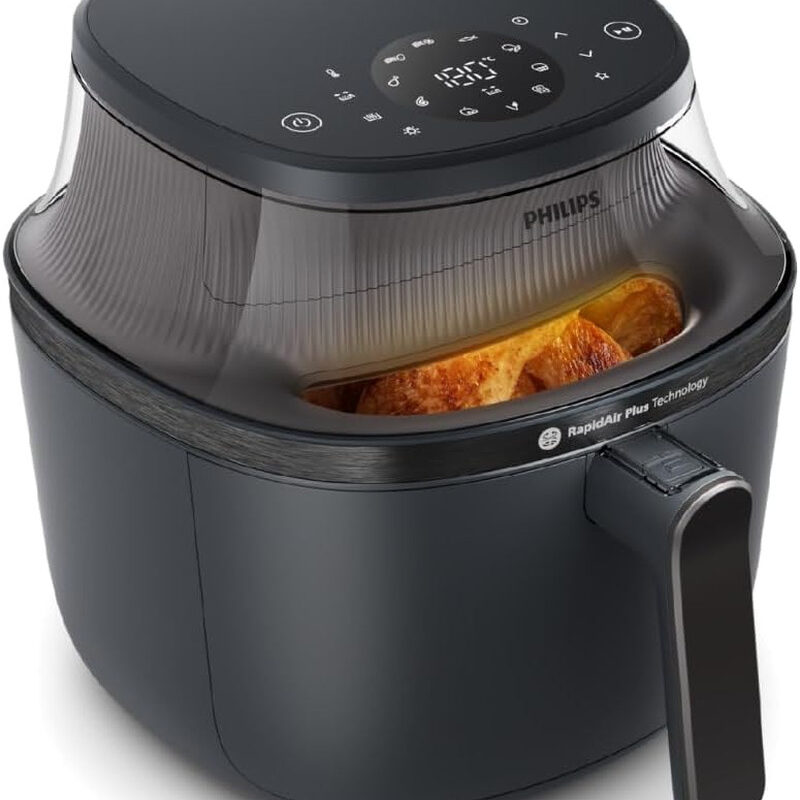 Philips Airfryer 3000 Series 6.5Qt, Cooking Window, 16-In-1 Airfryer, Rapidair plus Technology, Fat Removal, Homeid Recipe App, Easy to Clean (NA330/00)